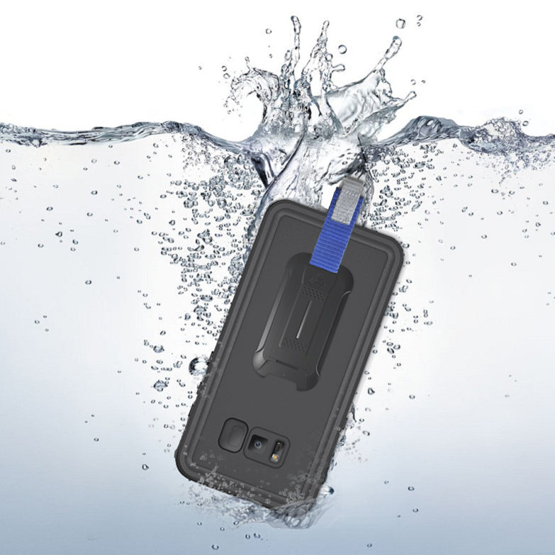 MX-S8-BK | Samsung Galaxy S8 Waterproof Case | IP68 shock & water proof Cover w/ X-Mount & Carabiner
