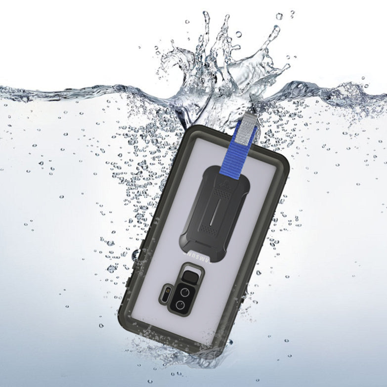 MX-S9P-BK | Samsung Galaxy S9+ Plus Waterproof Case | IP68 shock & water proof Cover w/ X-Mount & Carabiner