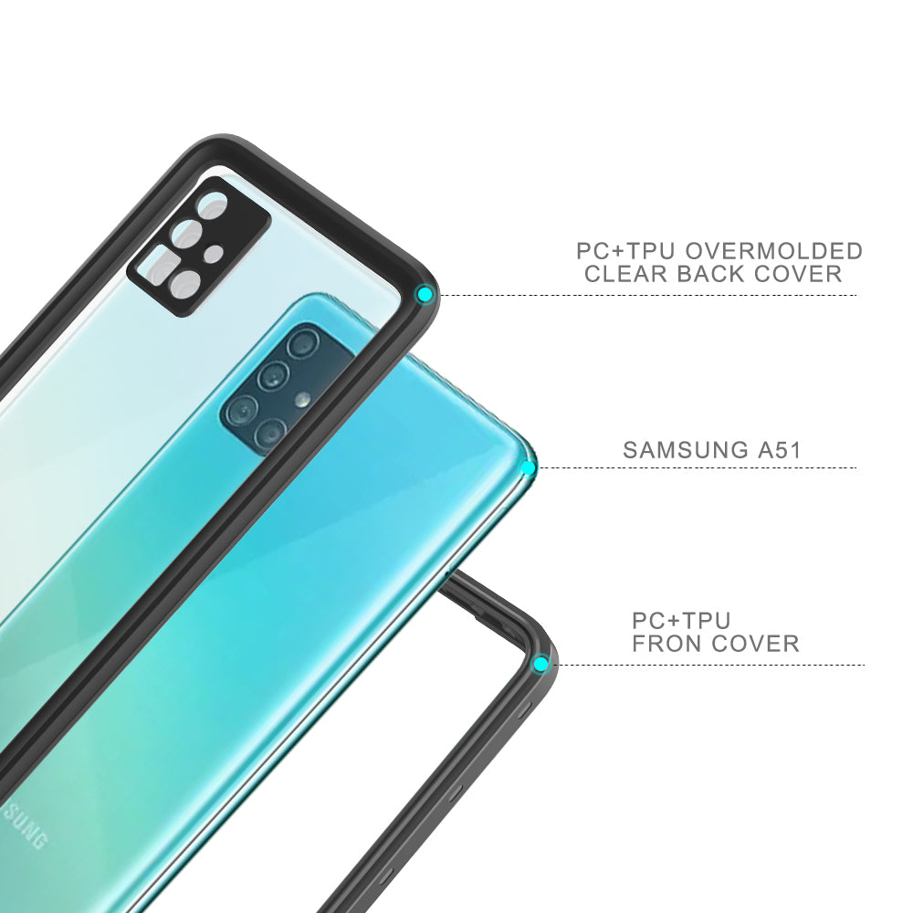 MX-SS19-A51 | Samsung Galaxy A51 4G (NOT for A51 5G) Waterproof Case | IP68 shock & water proof Cover w/ X-Mount & Carabiner