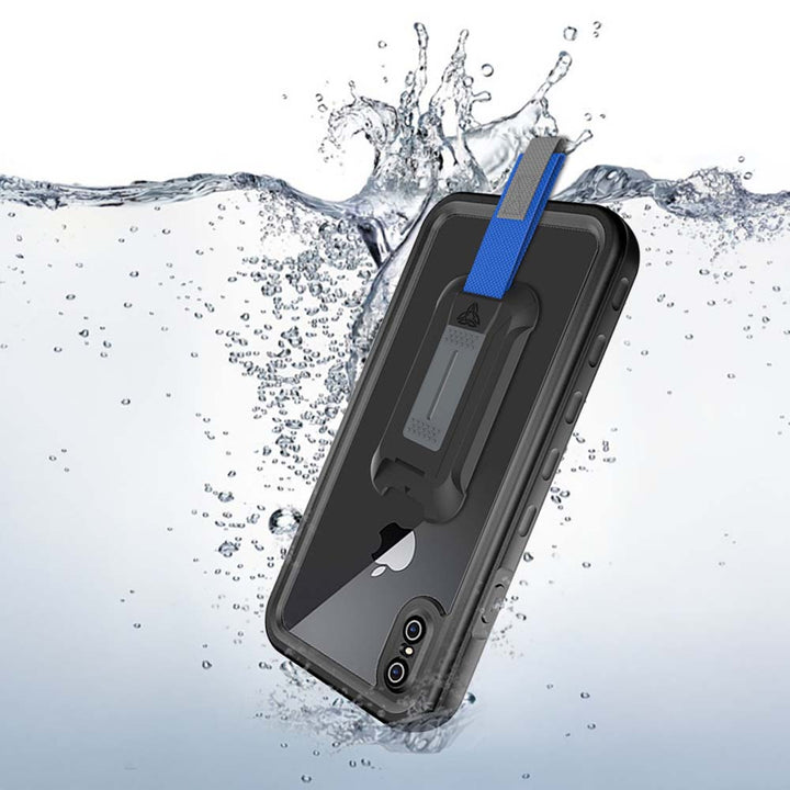 MXA-IPHXM-BK | iPhone XS MAX Waterproof Case | IP68 shock & water proof Cover w/ X-Mount & Carabiner -Black