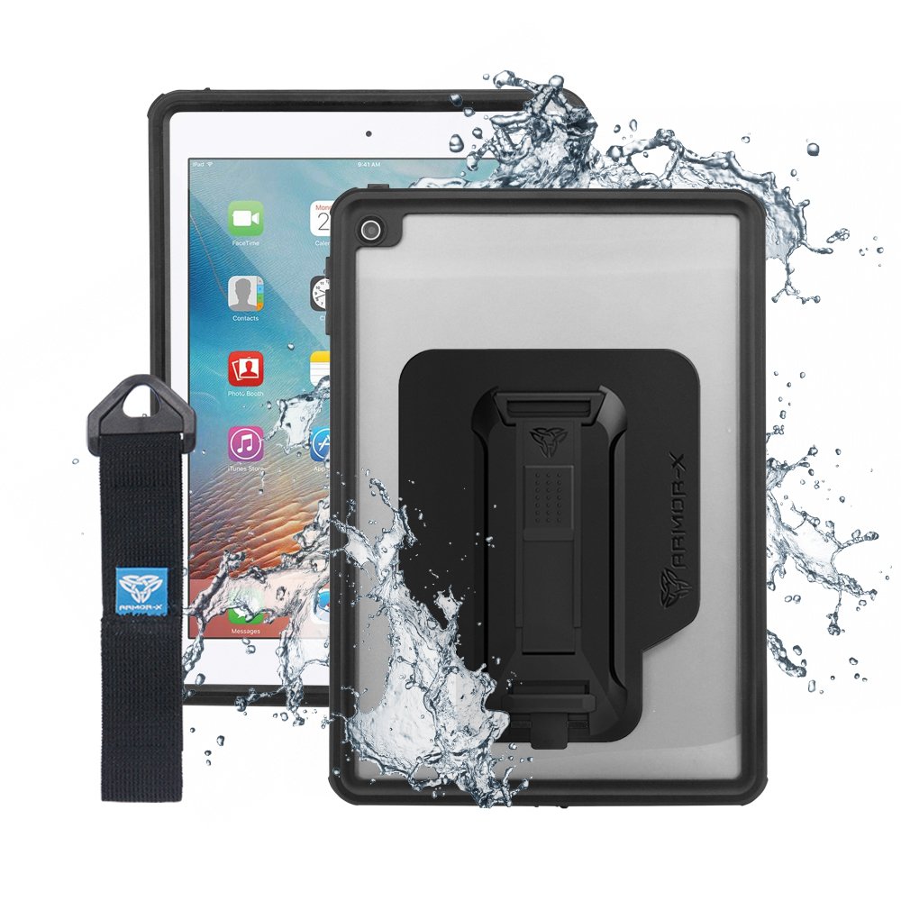 MXS-A6S | iPad Air 2 / iPad Pro 9.7 2016 | IP68 Waterproof Case With Handstrap & Kickstand & X-Mount