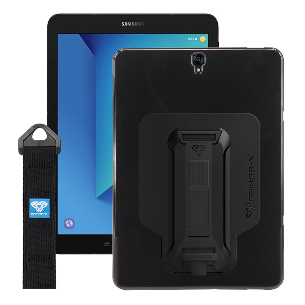 PXS-SS34 | Samsung Galaxy Tab S3 9.7 T820 T825 | Shockproof Case w/ Kickstand & hand strap & X-Mount