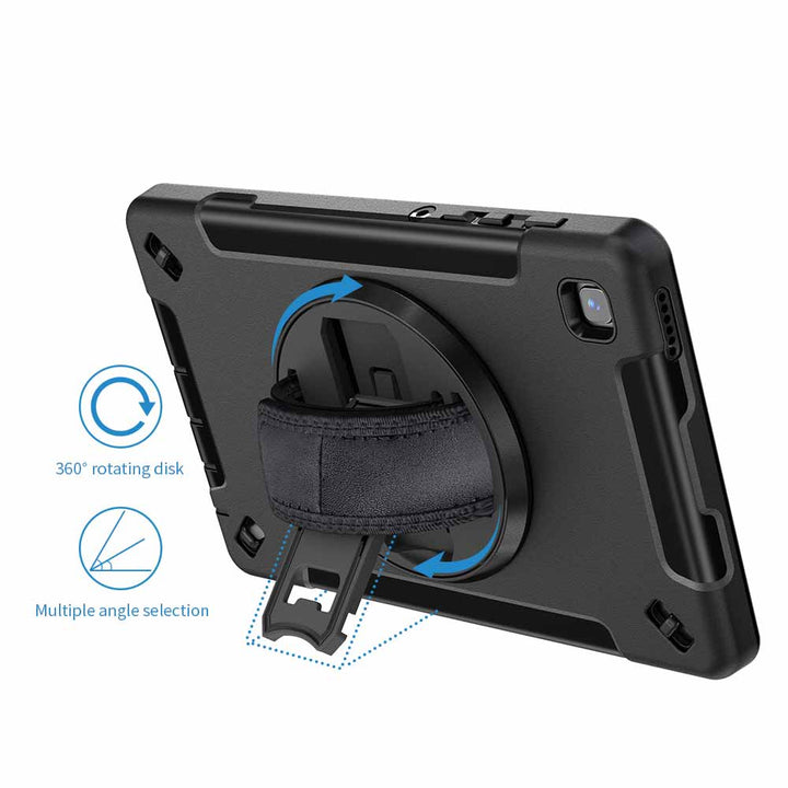 RIN-SS-T225 | Samsung Galaxy Tab A7 Lite 8.7 SM-T220/T225 | Rainproof military grade rugged case with hand strap and kick-stand