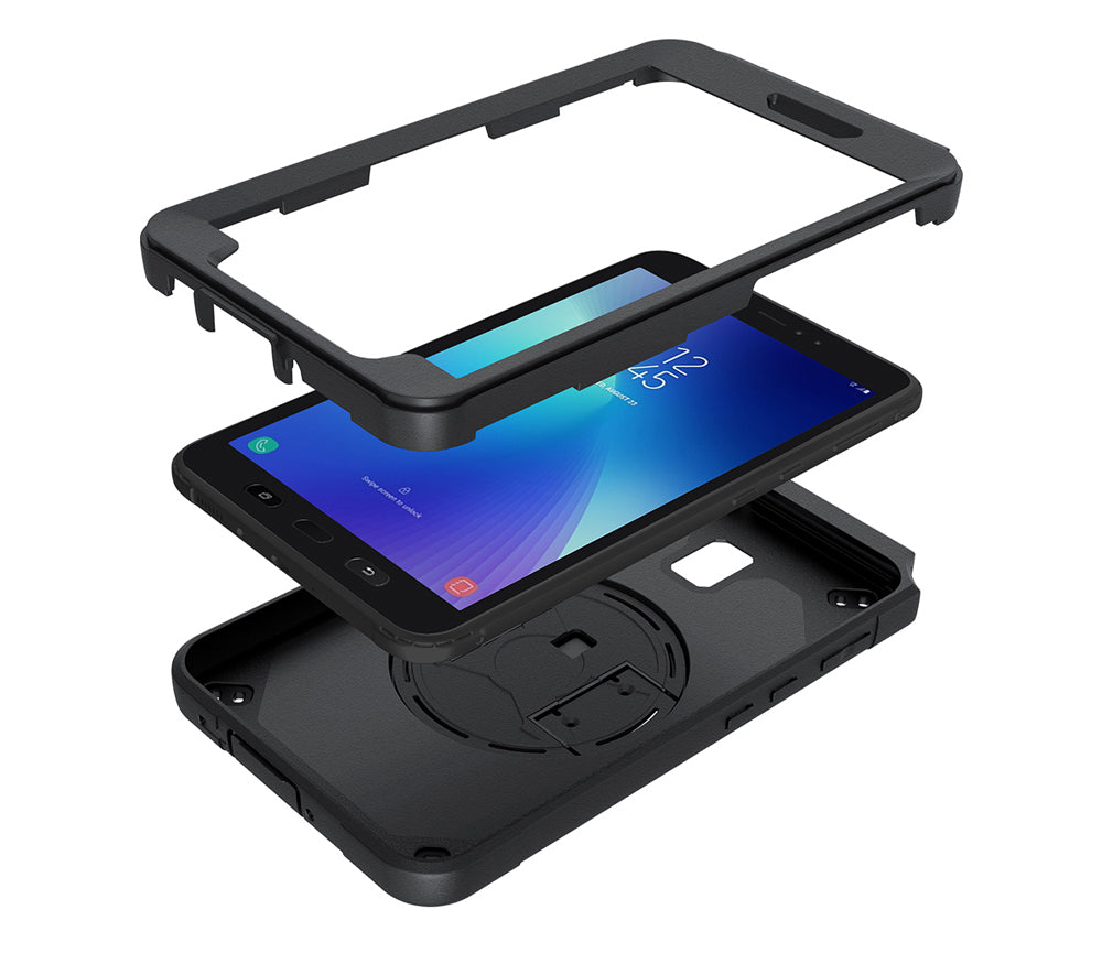 RIN-SS-T570 | Samsung Galaxy Tab Active 3 T570 T575 T577 | Rainproof military grade rugged case with hand strap and kick-stand