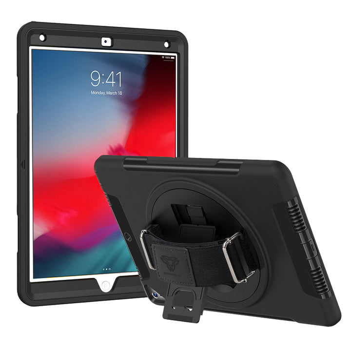 RIN-iPad-N3 | Apple iPad air (3rd Gen.) 2019 | Rainproof military grade rugged case with hand strap and kick-stand