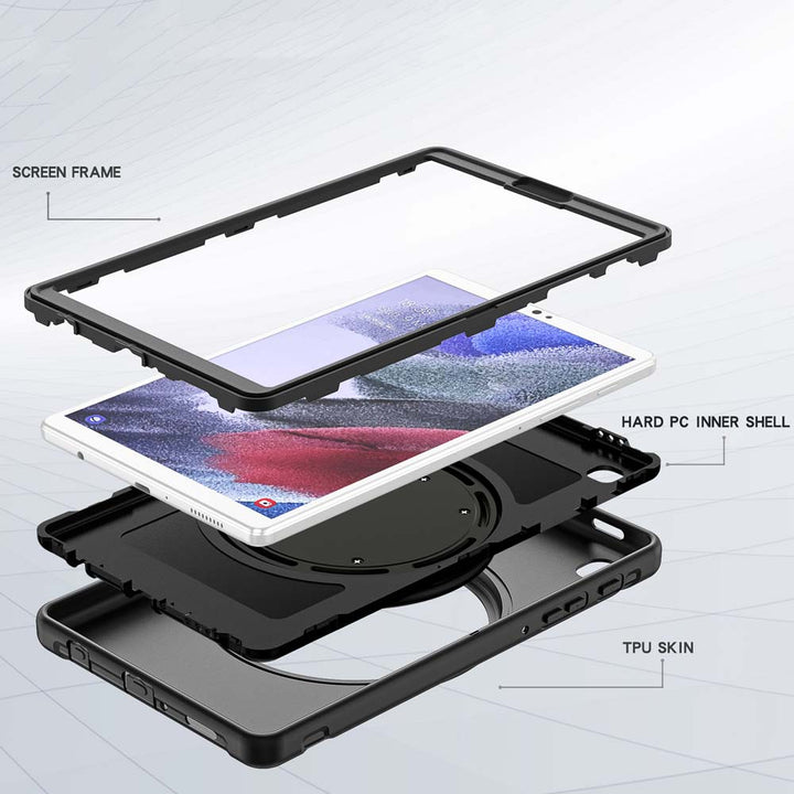 RON-SS-X205 | Samsung Galaxy Tab A8 SM-X200 / X205 | Rugged kids case with kick-stand & pencil Holder & folding grip