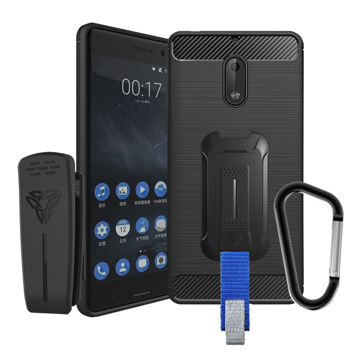 TP-NK-6 | Nokia 6 | Shockproof Rugged Case w/ KEY Mount & Carabiner