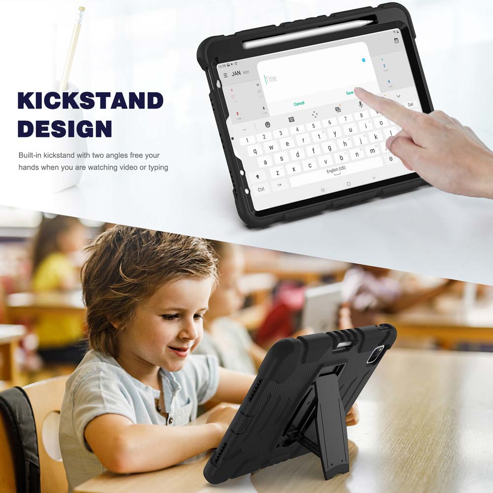 ARMOR-X Apple iPad Pro 12.9 ( 5th / 6th Gen. ) 2021 / 2022 shockproof case, impact protection cover with kick stand. Rugged case with kick stand. Hand free typing, drawing, video watching.