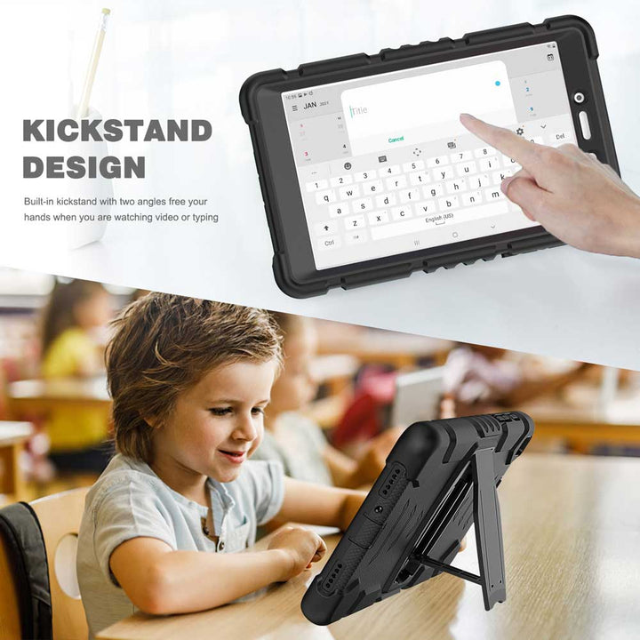 ARMOR-X Samsung Galaxy Tab A 8.4 (2020) SM-T307 shockproof case, impact protection cover with kick stand. Rugged case with kick stand. Hand free typing, drawing, video watching.