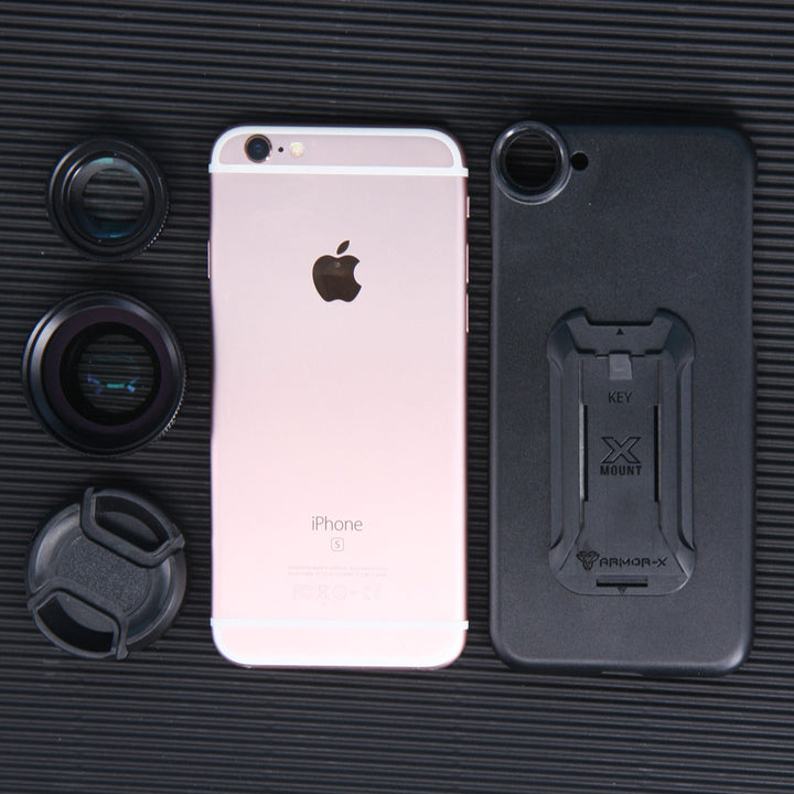 UAX-FiPHX | iPhone X iPhone XS Case | Mountable case with 0.7X HD wide angle lens and 12X Micro lens