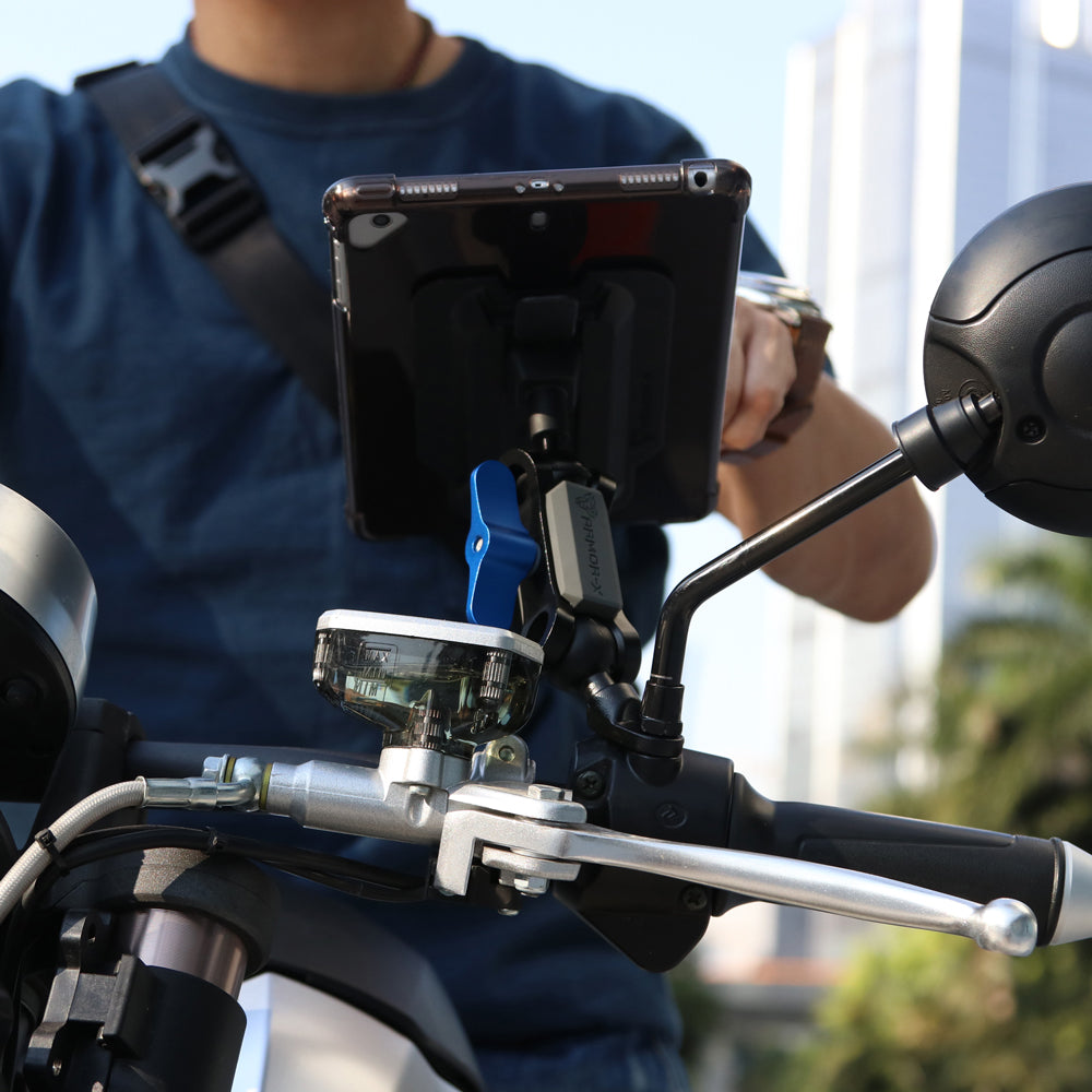 X-P19T | Heavy-Duty Motorcycle Mirror Titled Bolt Head Mount | ONE-LOCK for Tablet