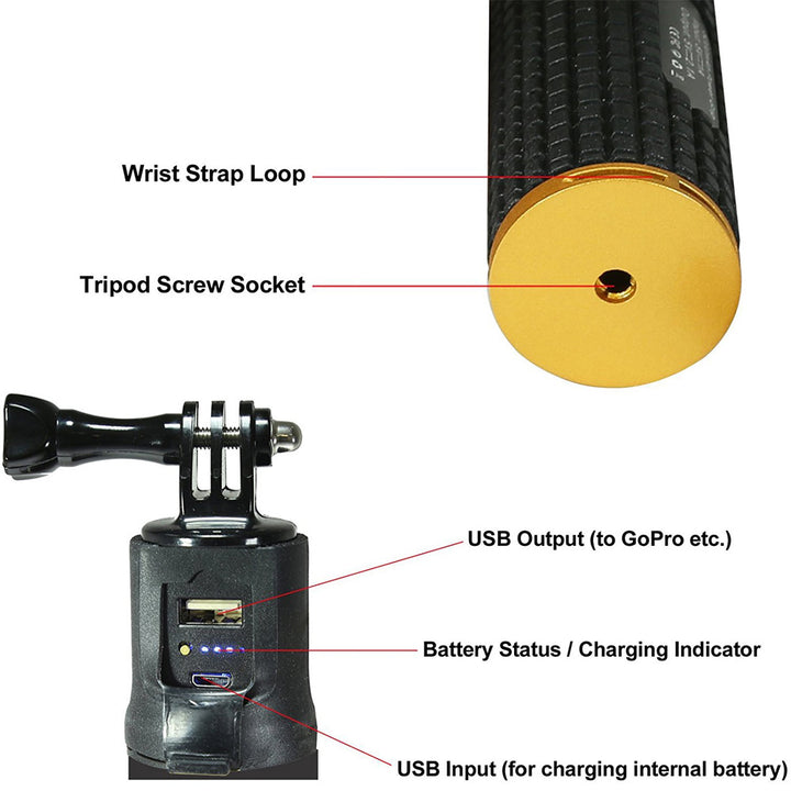 X55K | 5200mAh Battery PowerBank Hand Grip Monopod for Compact GoPro Camera Smartphones