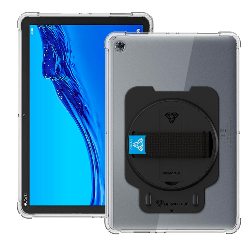 ARMOR-X Huawei MediaPad M5 lite 10.1 BAH2-W19 /L09 shockproof case, impact protection cover with hand strap and kick stand. One-handed design for your workplace.