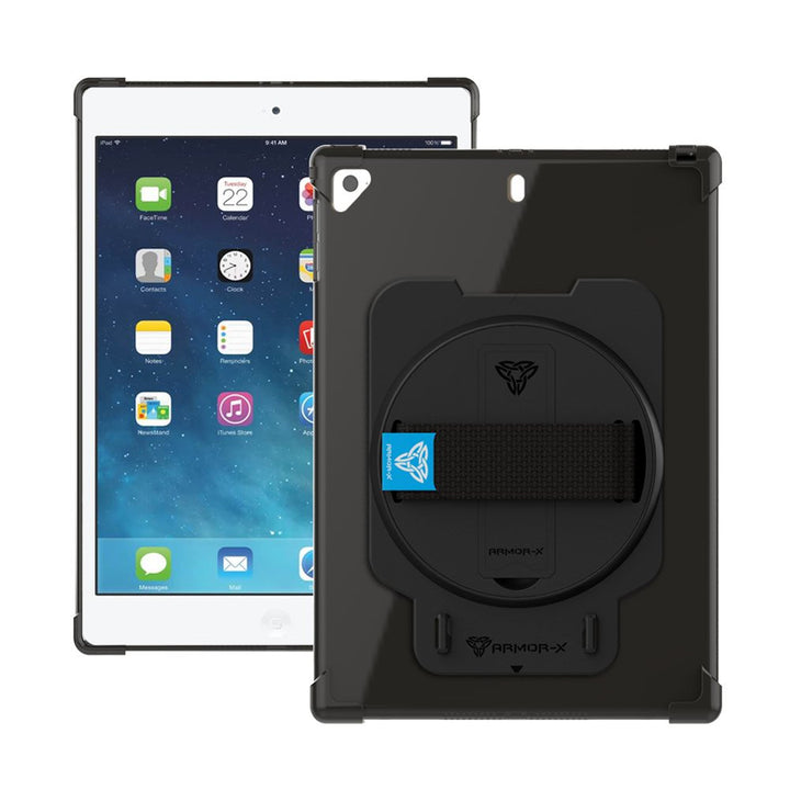 ZUN-iPad-A2 | iPad Air 1 Air 2 | 4 corner protection case w/ hand strap & kickstand