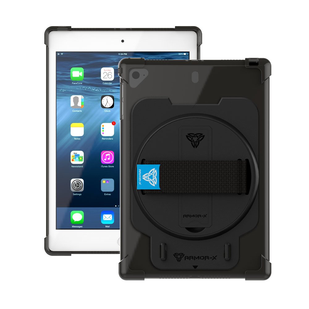ZUN-iPad-M54 | iPad mini 5 / mini 4 / mini 3 / mini 2 / mini 1 | 4 corner protection case w/ hand strap & kickstand