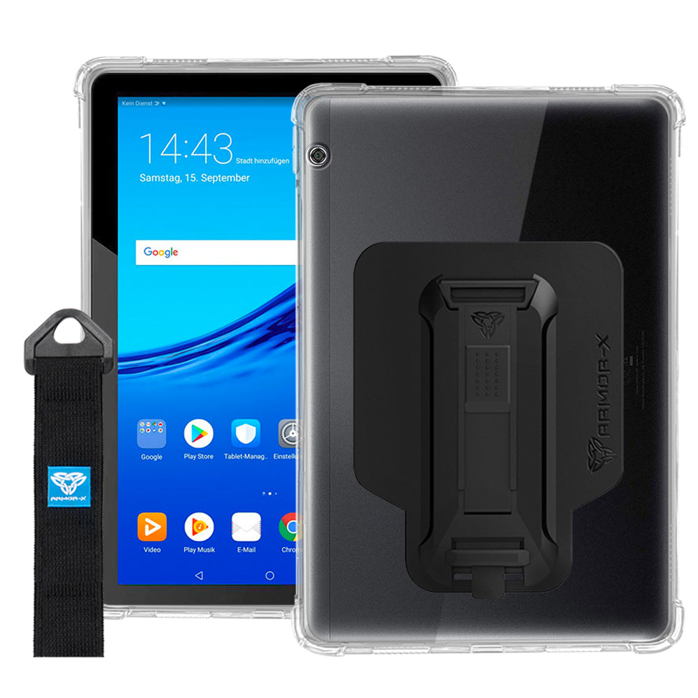 ARMOR-X Huawei MediaPad T5 10.1 AGS2-W09/W19 AGS2-L03/L09 shockproof case, impact protection cover with hand strap and kick stand. One-handed design for your workplace.