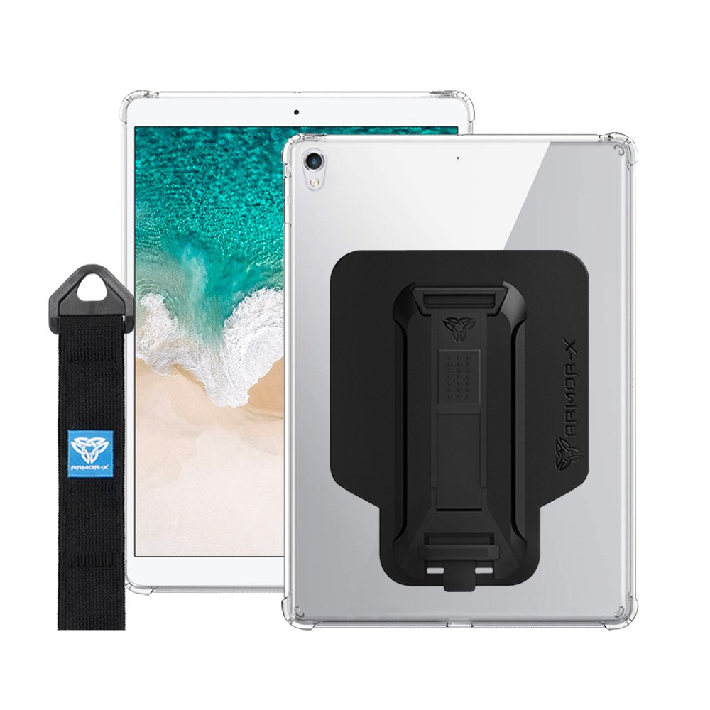 ARMOR-X iPad Air (3rd Gen.) 2019 shockproof case, impact protection cover with hand strap and kick stand. One-handed design for your workplace.