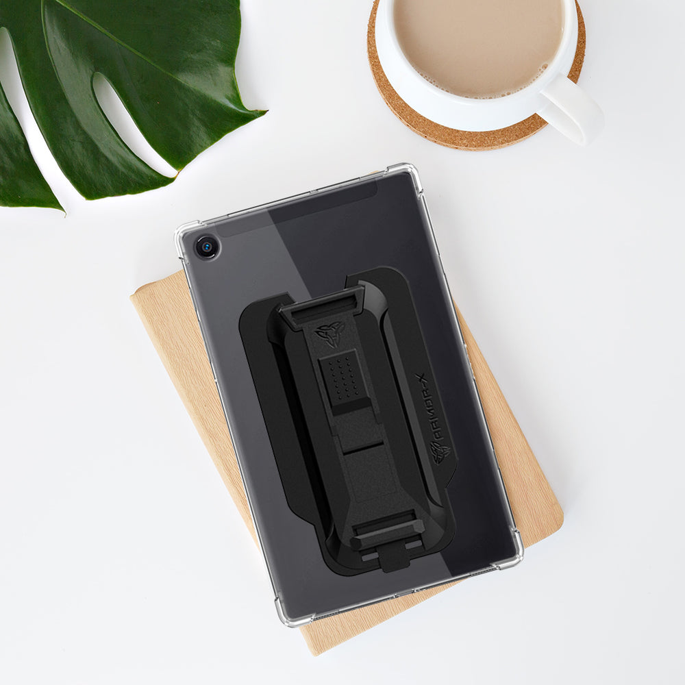 ARMOR-X Xiaomi Mi Pad 4 shockproof case, impact protection cover with hand strap and kick stand. One-handed design for your workplace.